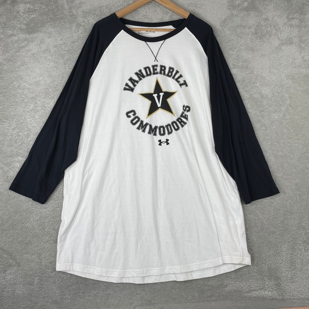 Vanderbilt Commodores Shirt Mens 3XL White Under Armour Raglan Baseball NCAA